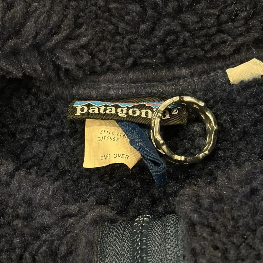 RARE Vtg 70s 80s Patagonia Pile Cardigan Jacket Men's Size XL Navy Blue Full Zip